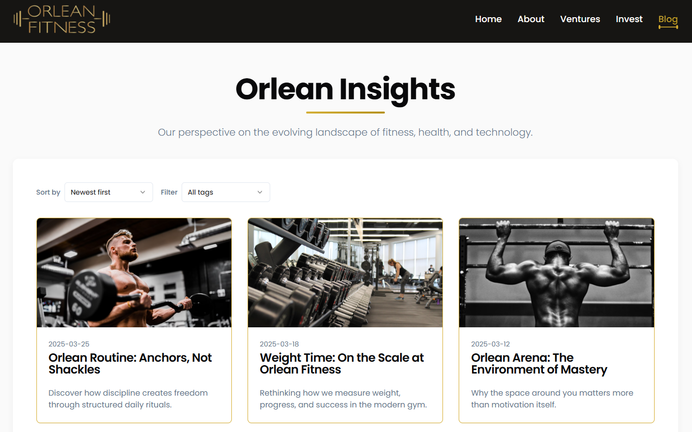 Orlean Fitness website preview